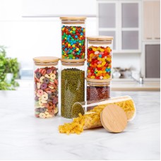 Neo Set of 6 Clear High Borosilicate Glass Storage Jars